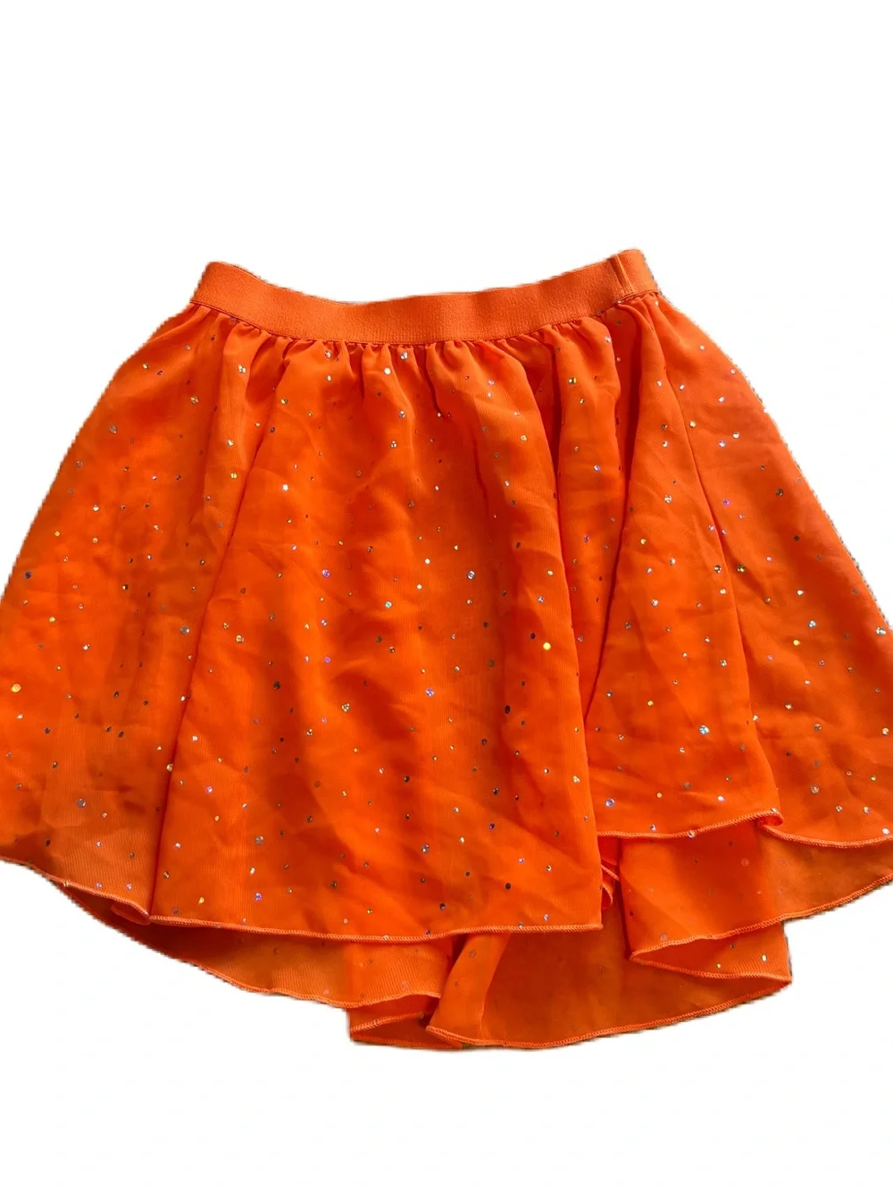 Orange Sparkle Skirt Girls Sz Large Glitter Halloween